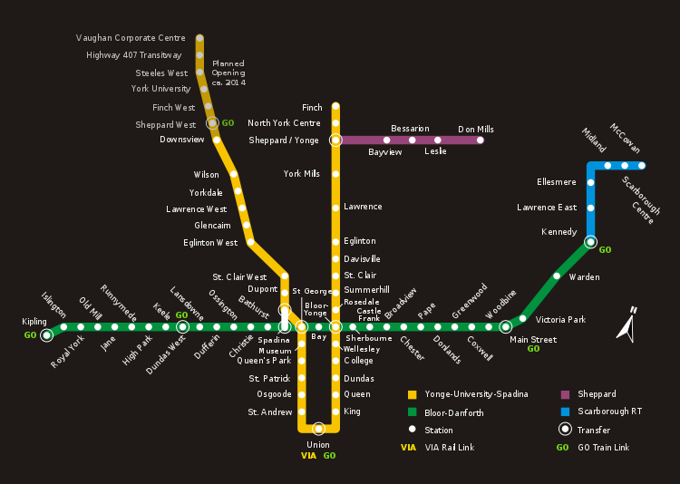 Ttc Subway Map. Toronto TTC Subway