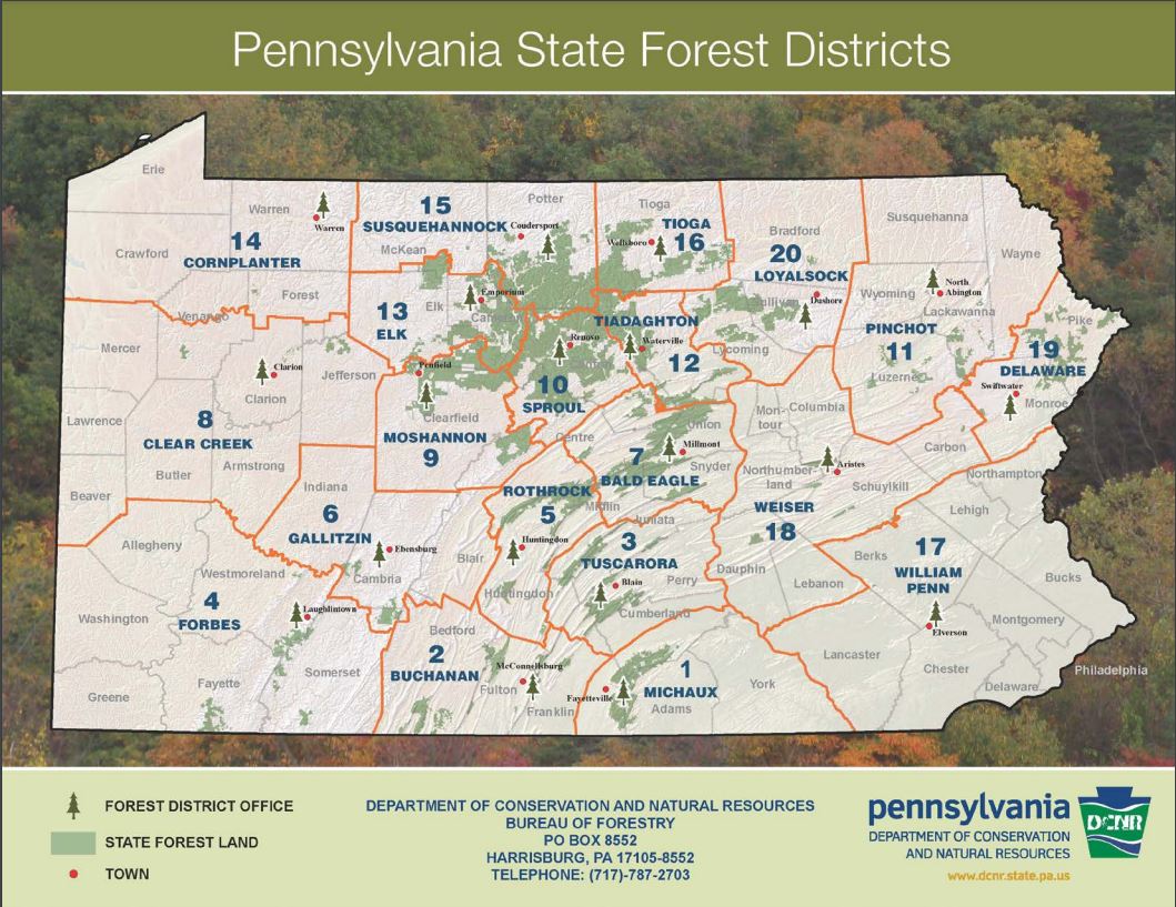 DCNR Forestry Districts Map