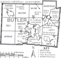 Map of Butler County Ohio With Municipal and Township Labels.PNG