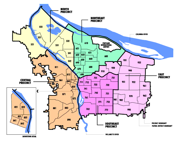 Portland Or County Map Atlanta Georgia Map   PortlandORpoliceDistricts 