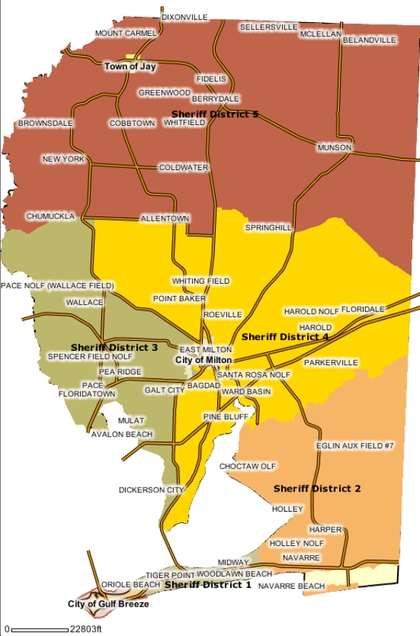 Santa Rosa County School District Map Cities And Towns Map