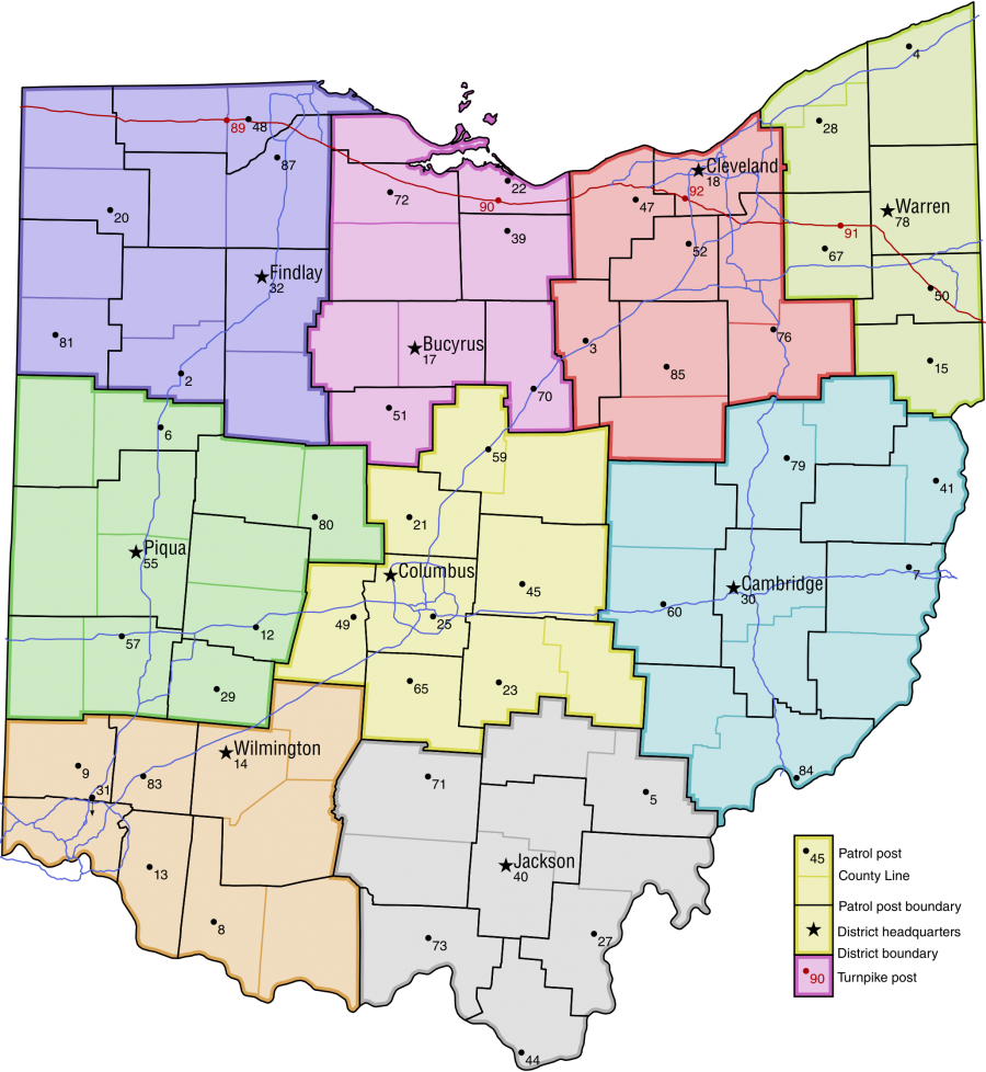 Ohio State Highway Patrol District Map